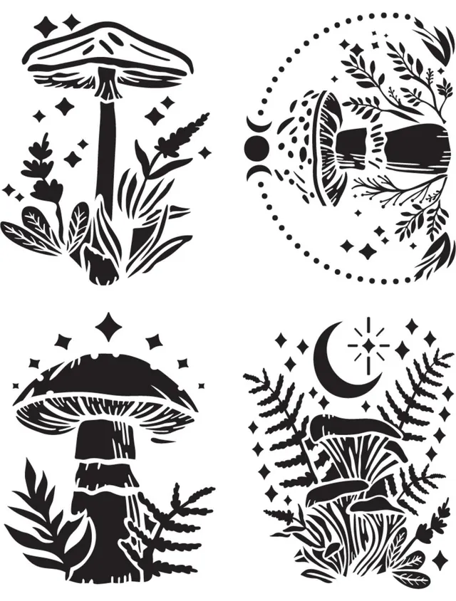 Dixie Belle Moonlit Mushrooms sablon reutilizabil 4 modele