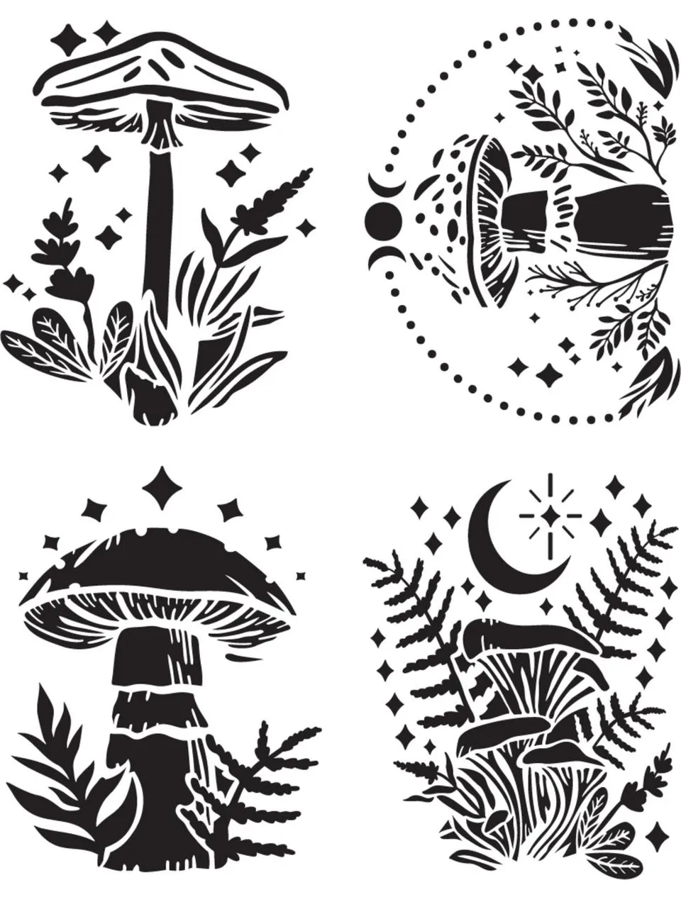 Dixie Belle Moonlit Mushrooms sablon reutilizabil 4 modele