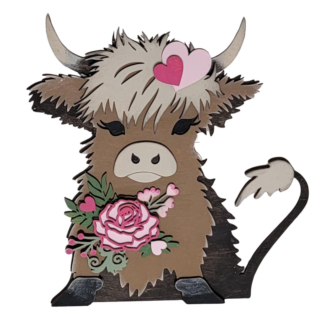 Dixie Belle Heidi Highland Cow decor lemn craft