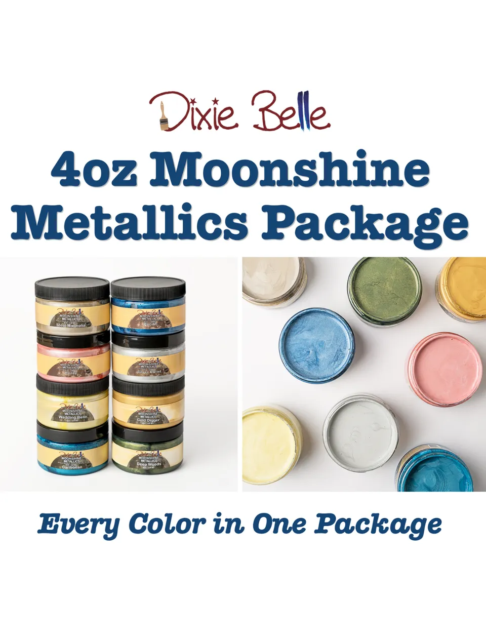 Dixie Belle Moonshine vopsea metalica 8x118ml set complet