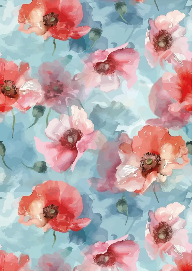 Dixie Belle Belles hartie orez A3 Watercolor Poppy maci 30x42 cm