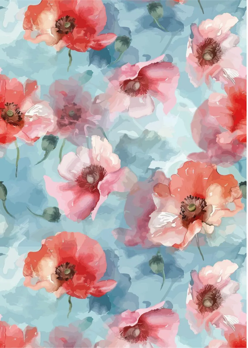 Dixie Belle Belles hartie orez A3 Watercolor Poppy maci 30x42 cm