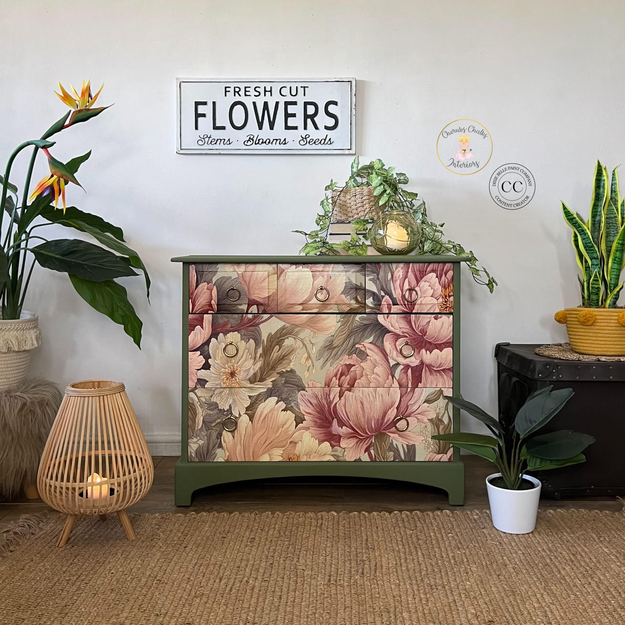 Dixie Belle Peaceful Peonies hartie orez A1 bujori 59x84 cm