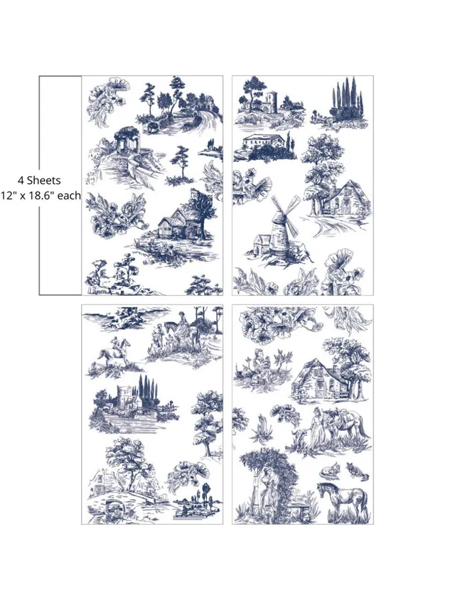 Dixie Belle Belles and Whistles Cottage Toile transfer decorativ 4 coli vintage