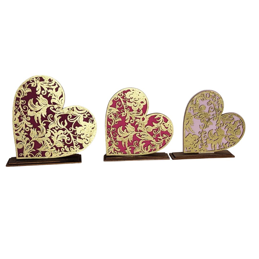 Dixie Belle Filigree Hearts decoratiuni lemn 3 inimi traforate