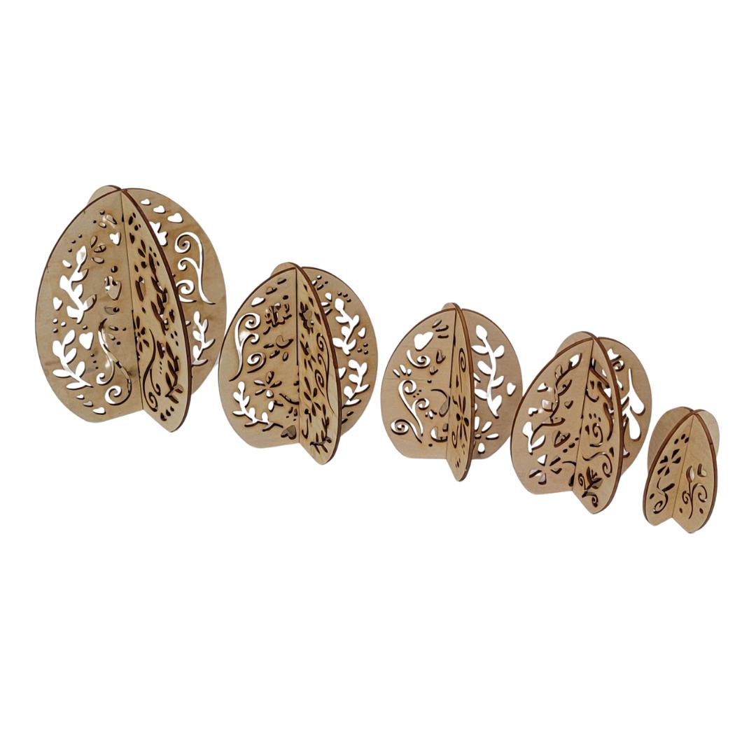 Dixie Belle 3D Egg decor lemn set 5 oua volumetrice