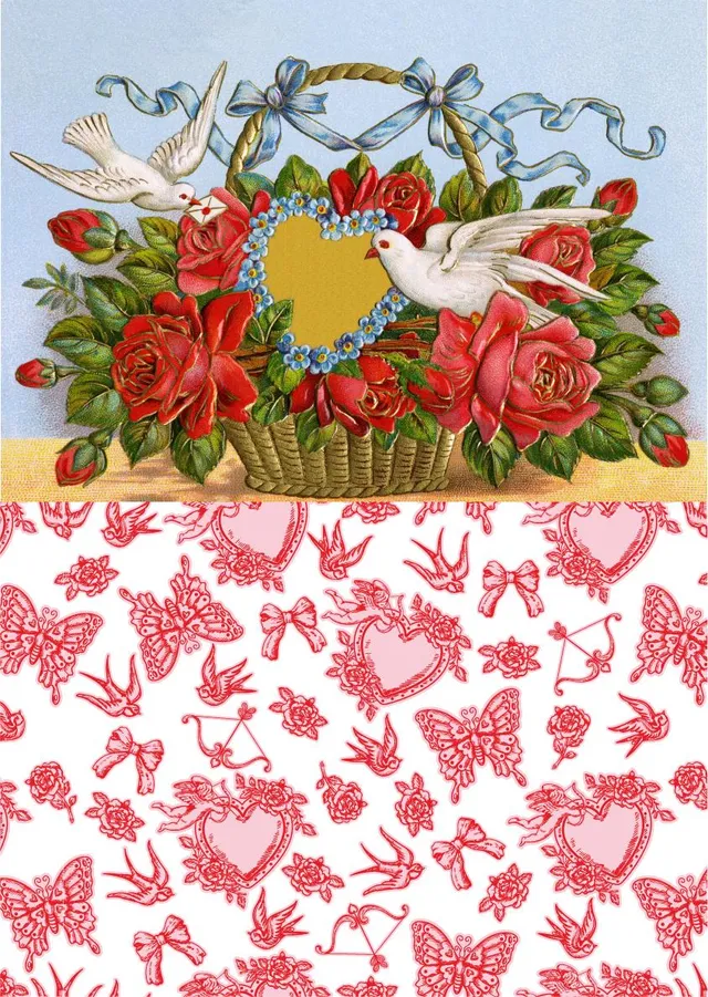 Dixie Belle Vintage Hearts hârtie decoupage A3 romantic