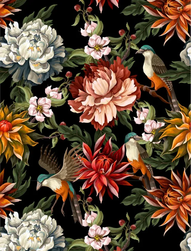 Dixie Belle Midnight Garden hârtie decoupage A2 1 coală negru floral