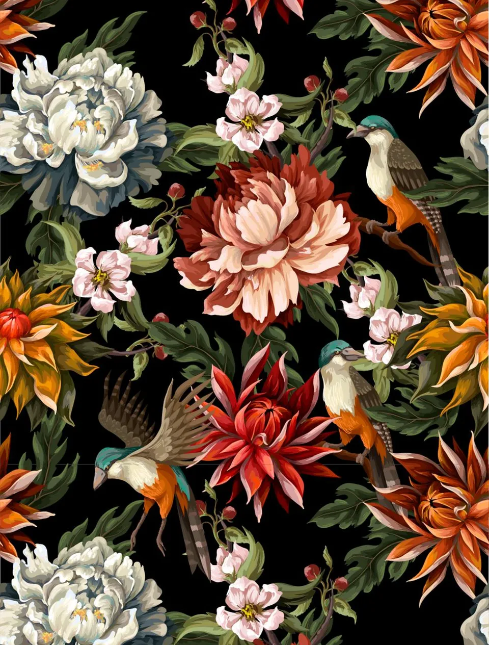 Dixie Belle Midnight Garden hârtie decoupage A2 1 coală negru floral