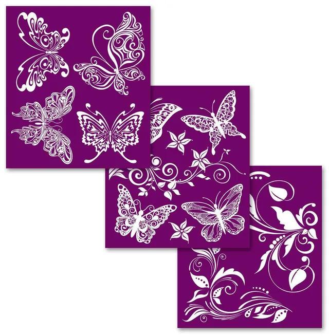 Dixie Belle Butterflies șablon serigrafie 20x23cm 3 buc