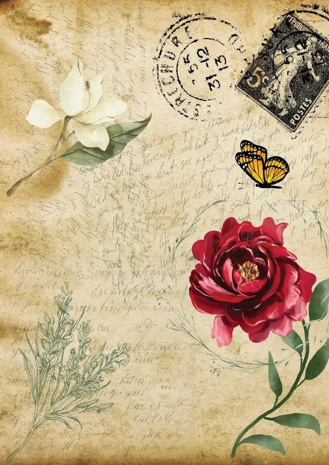 Dixie Belle Old Postcard hârtie decoupage A3 1 coală