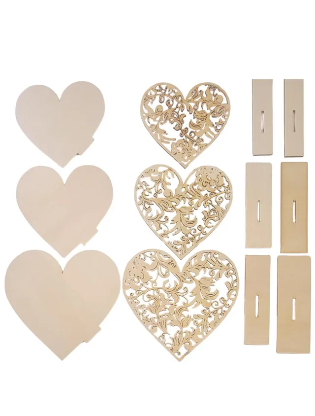 Dixie Belle Filigree Hearts decoratiuni lemn 3 inimi traforate