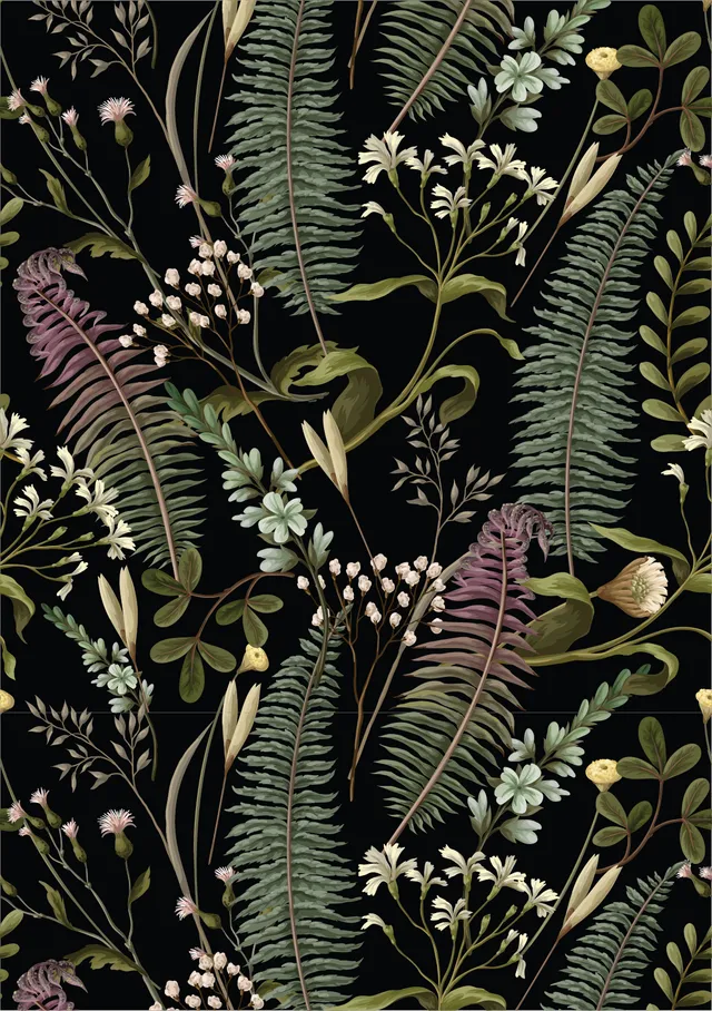 Dixie Belle Midnight Fernery hartie orez decoupage A2 ferigi verzi