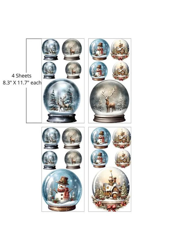 Dixie Belle Snow Globes transfer decor 4 coli holografic