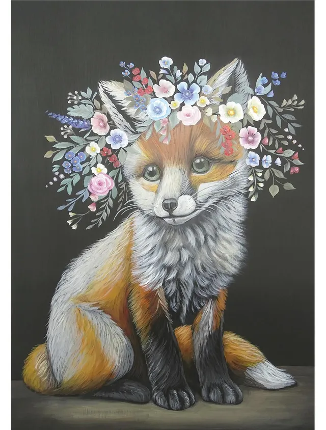 Dixie Belle Floraison Fox hartie orez A3 vulpe flori