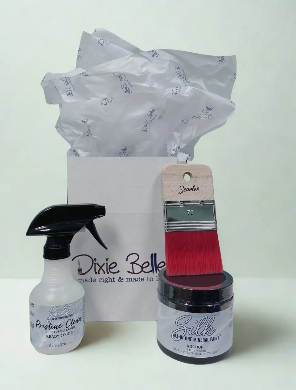Dixie Belle Silk vopsea mobila set cadou 473 ml mata