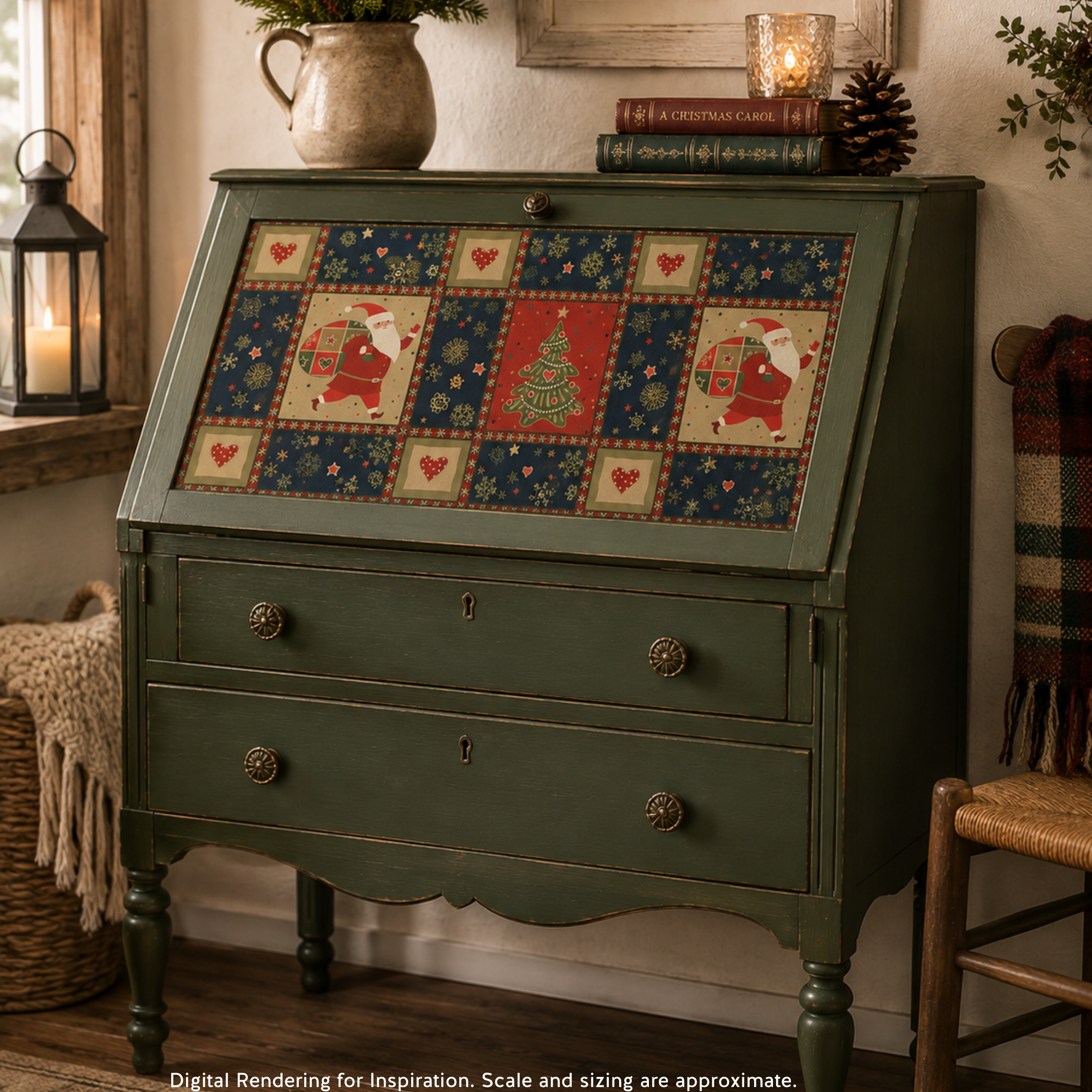 Dixie Belle Yuletide Quilt hartie orez decoupage A3 coala craciun