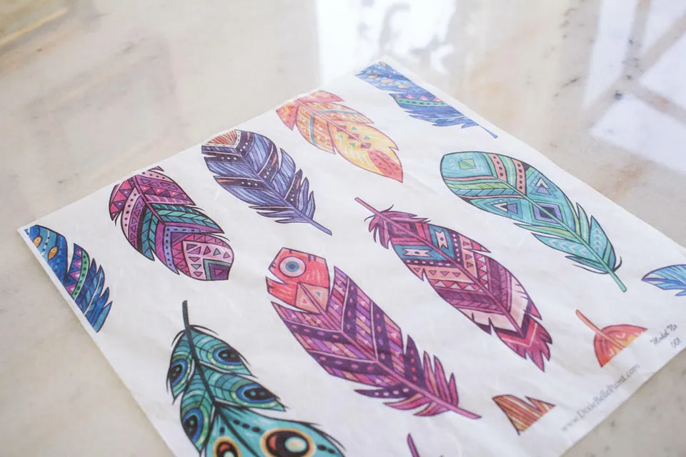 Dixie Belle Feathers hartie orez decoupage 3 coli