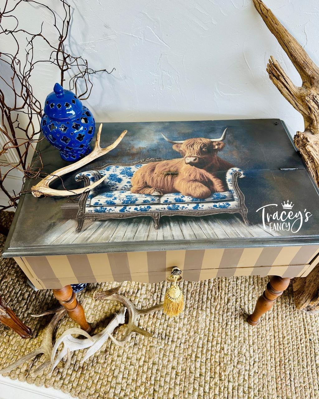 Dixie Belle Highland Cow-ture A2 hârtie decoupage 1 coală rustic