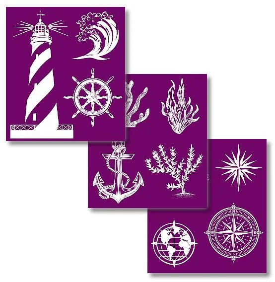 Dixie Belle Belles and Whistles Nautical stencil matase 3 buc