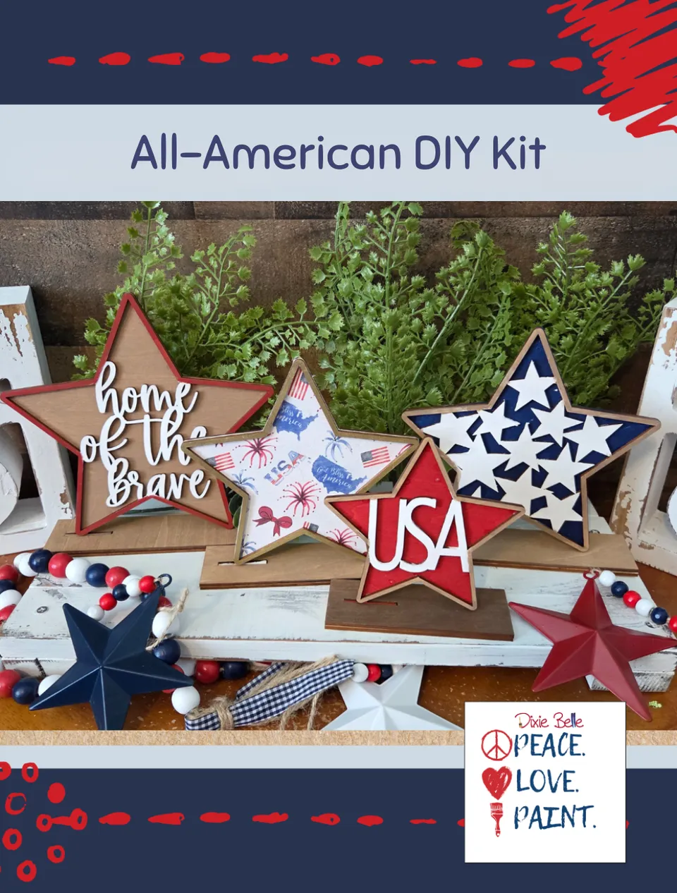 Dixie Belle All-American kit DIY stele lemn patriotic cu vopsea