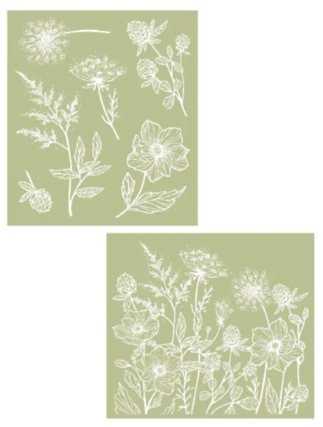 Dixie Belle Wildflowers șablon serigrafie 2 coli