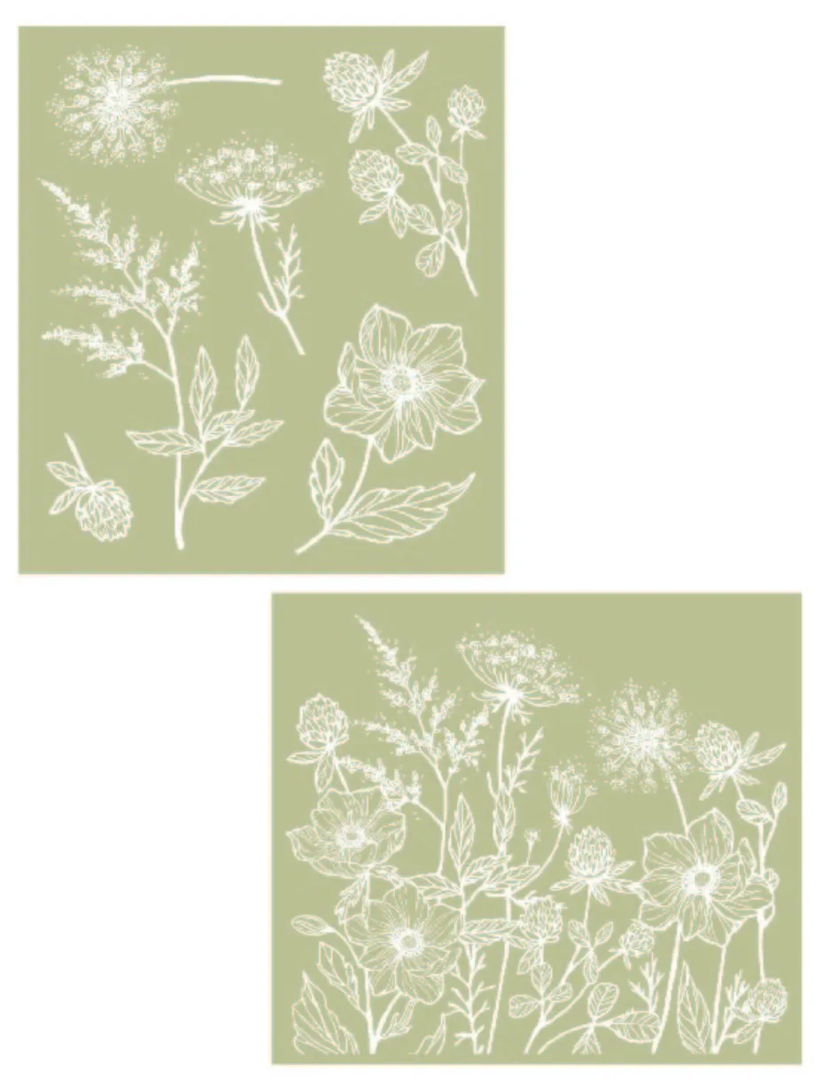 Dixie Belle Wildflowers șablon serigrafie 2 coli