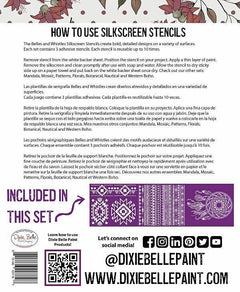 Dixie Belle Belles and Whistles Western Boho stencil 3 buc reutilizabil