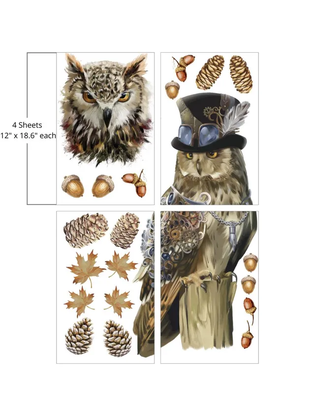Dixie Belle Steampunk Owl transfer mobila mare 61x94 cm