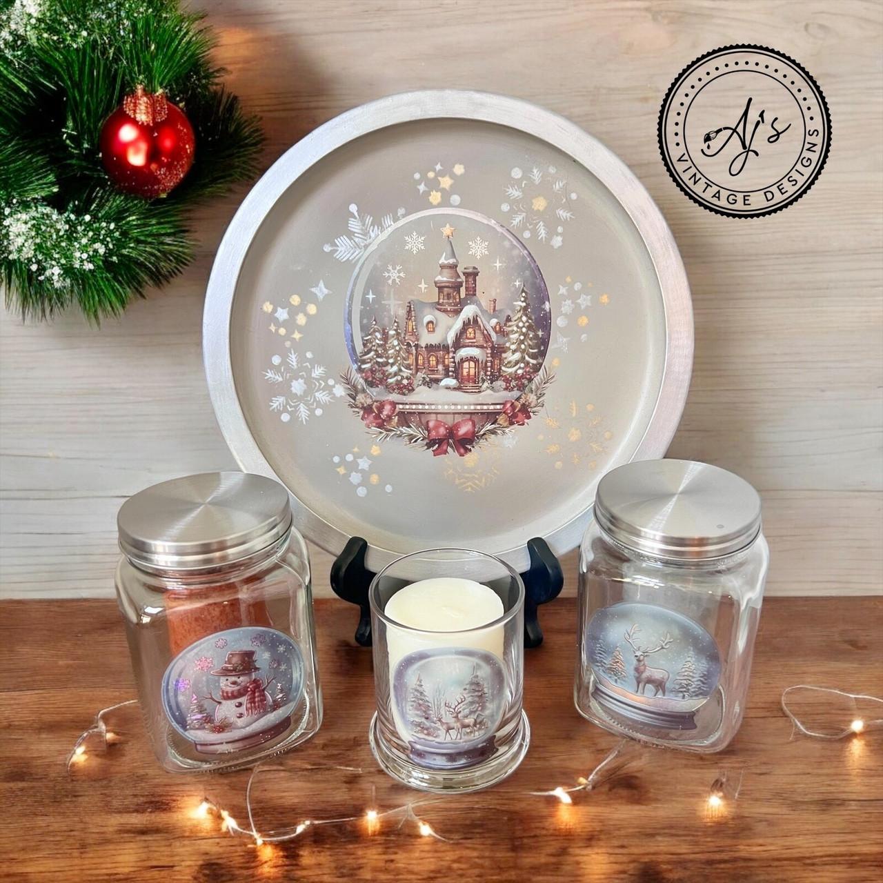 Dixie Belle Snow Globes transfer decor 4 coli holografic