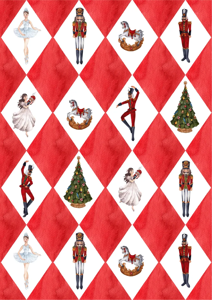 Dixie Belle Holiday Harlequin hartie orez decoupage A3 1 coala