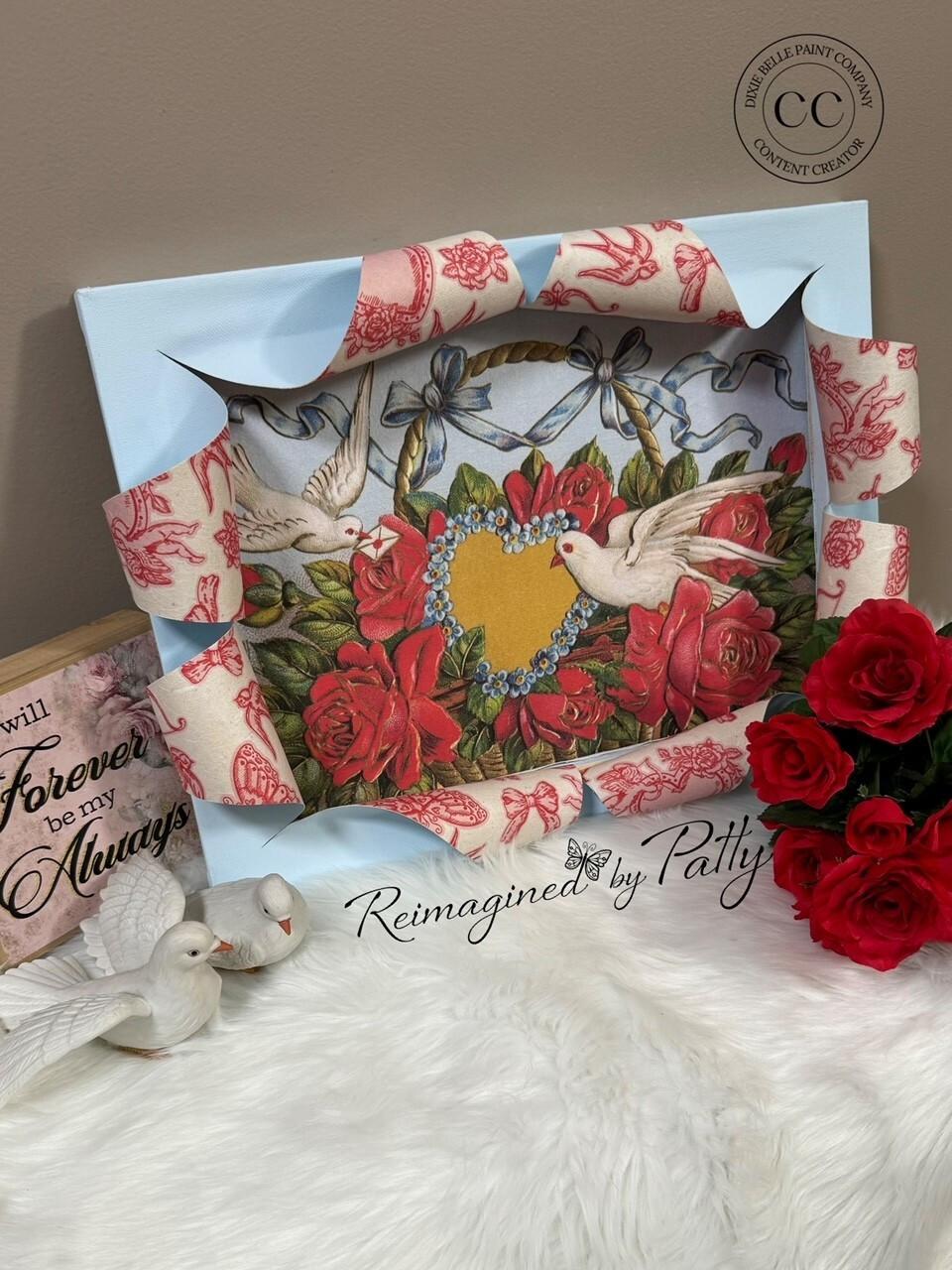 Dixie Belle Vintage Hearts hârtie decoupage A3 romantic