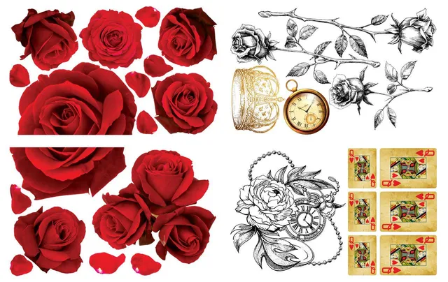 Dixie Belle Roses are Red transfer decorativ 4 coli floral