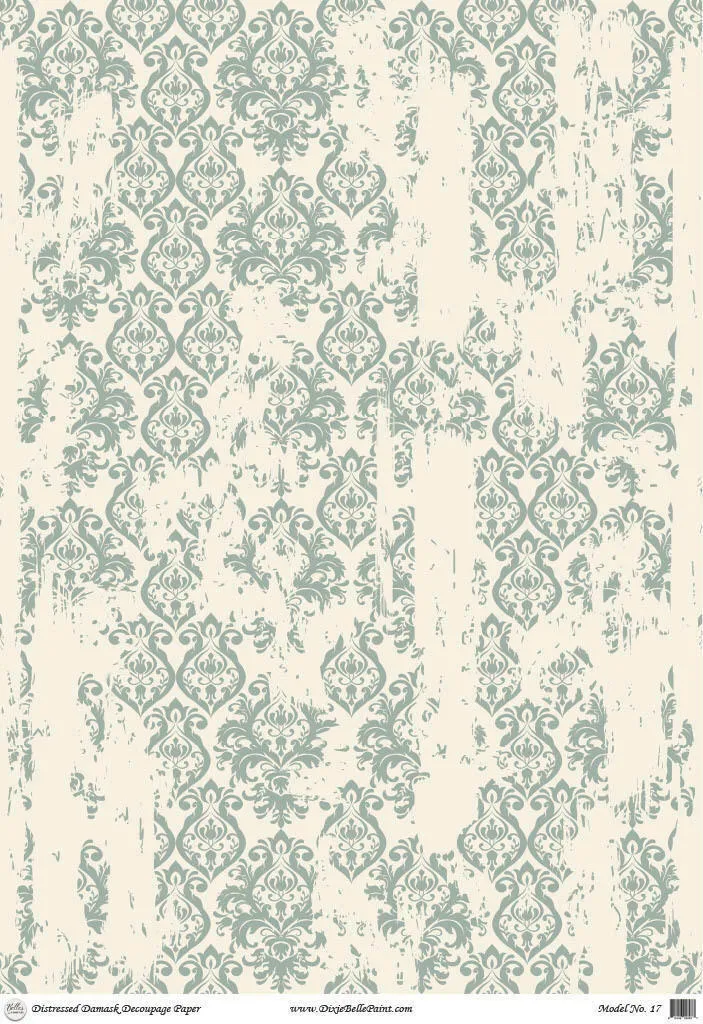 Dixie Belle Distressed Damask hartie orez A1 model damasc