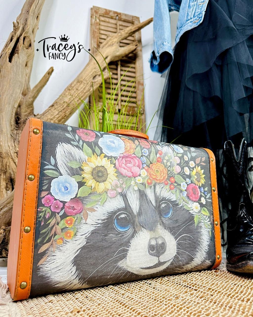 Dixie Belle Clever Raccoon hârtie orez decoupage raton floral