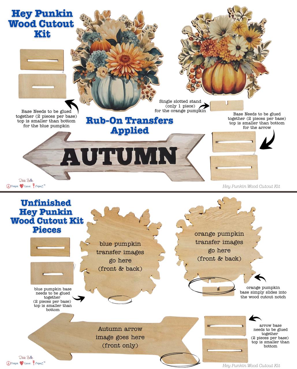 Dixie Belle Hey Punkin kit decor lemn 3 piese toamna