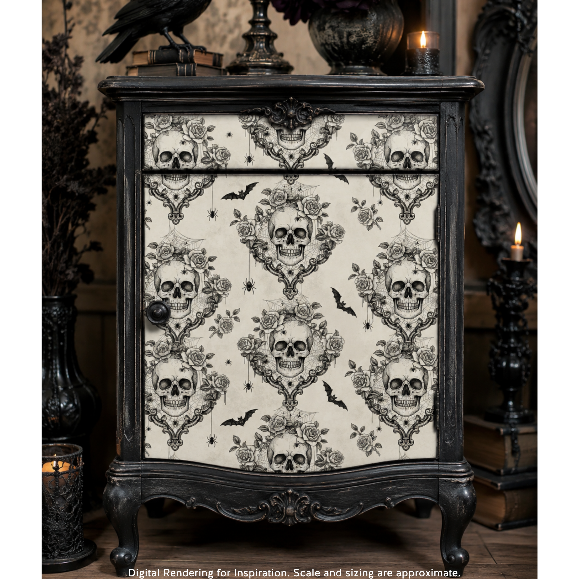 Dixie Belle Haunted Damask hartie decoupage A3 gotic