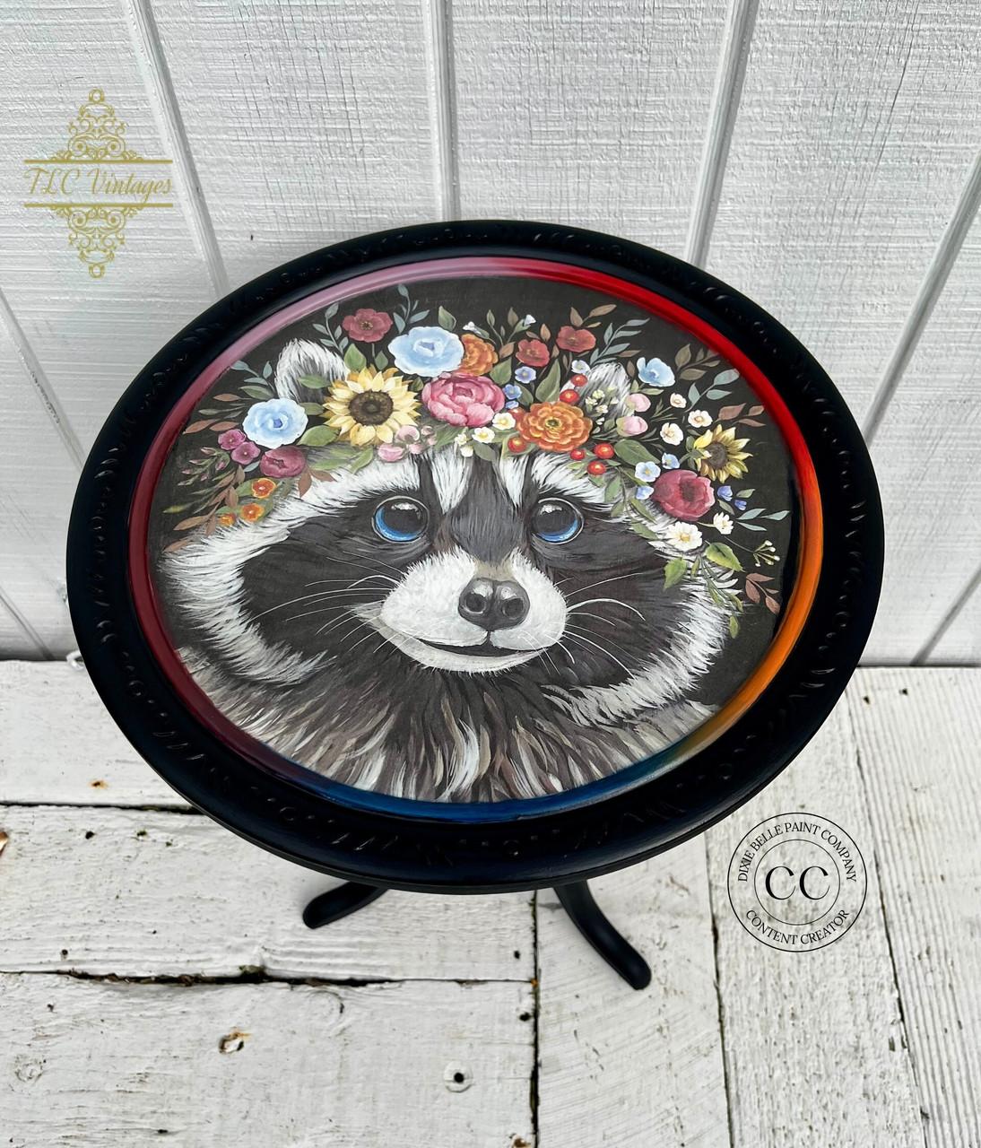Dixie Belle Clever Raccoon hârtie orez decoupage raton floral